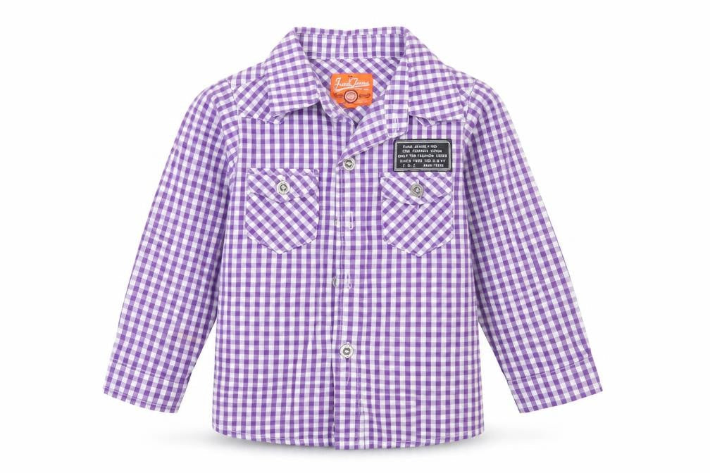 Funk Jeans Baby Purple Plaid Cotton Basic Button-Up Size 12 Months Collared