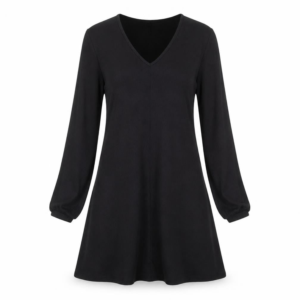 Nutmeg Womens Black  Polyester Shift  Size 10  V-Neck