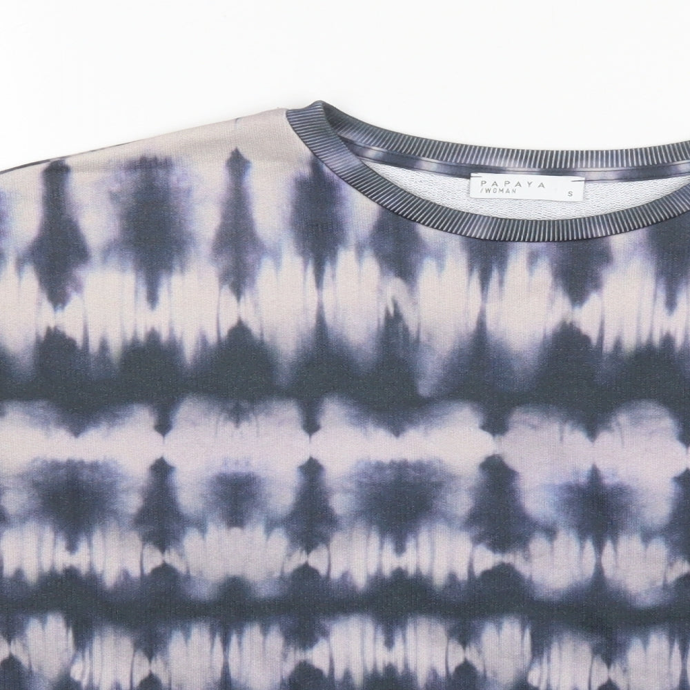 Papaya Womens Blue Round Neck  Polyester Pullover Jumper Size S