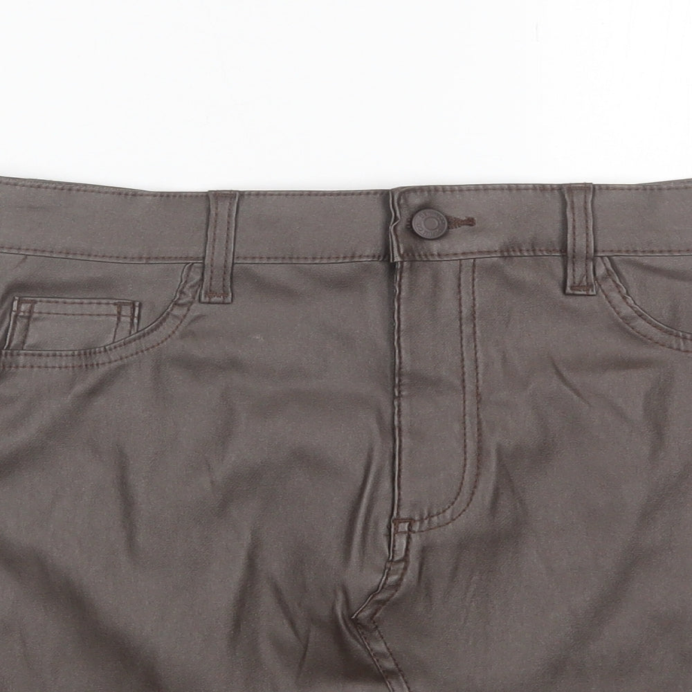 Denim & Co. Womens Brown  Polyester Mini Skirt Size 10