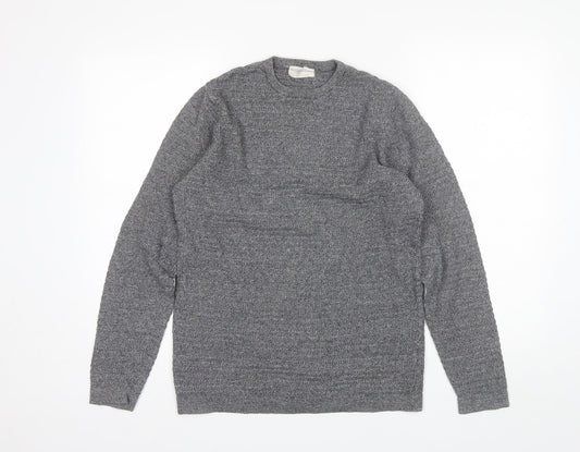 Cedar Wood State Mens Grey Round Neck  Cotton Pullover Jumper Size S