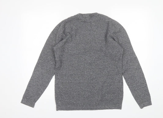 Cedar Wood State Mens Grey Round Neck  Cotton Pullover Jumper Size S