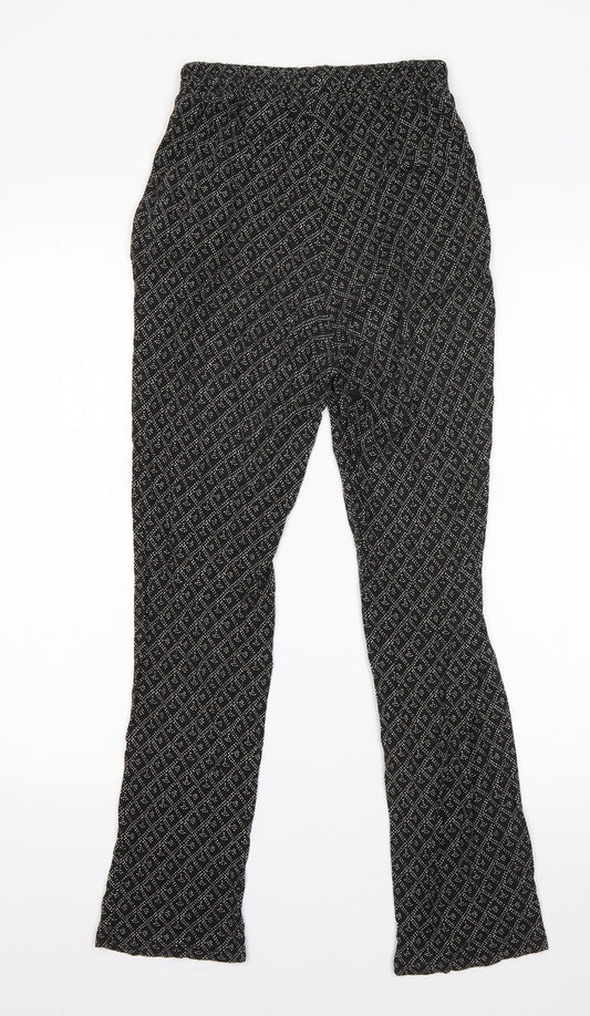 H&M Womens Black Argyle/Diamond Viscose Dress Pants Trousers Size XS L25 in Regular