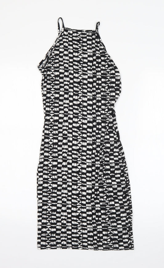 Miss Selfridge Womens Black  Viscose Pencil Dress  Size 8  Square Neck