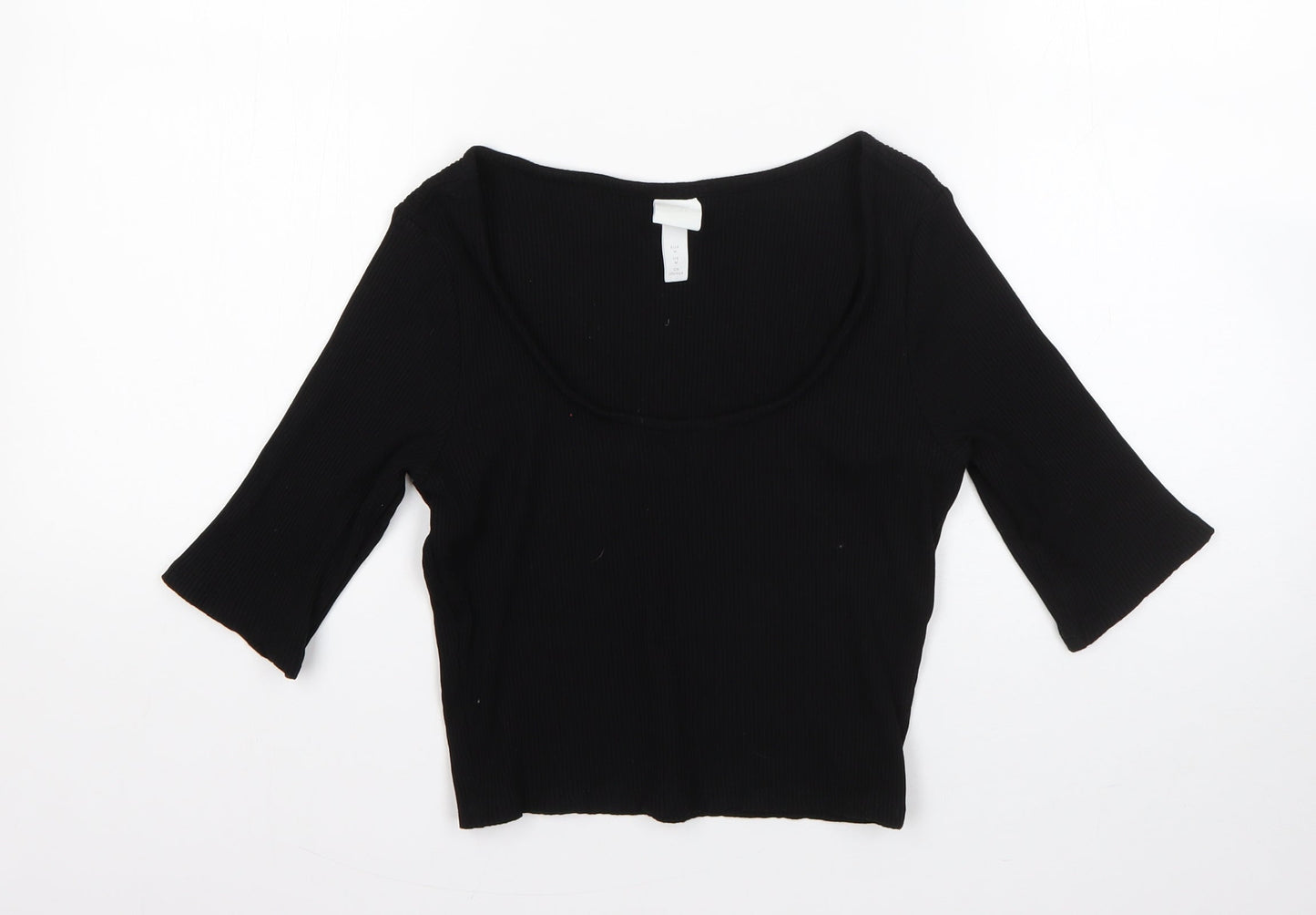H&M Womens Black  Viscose Basic Blouse Size M Round Neck
