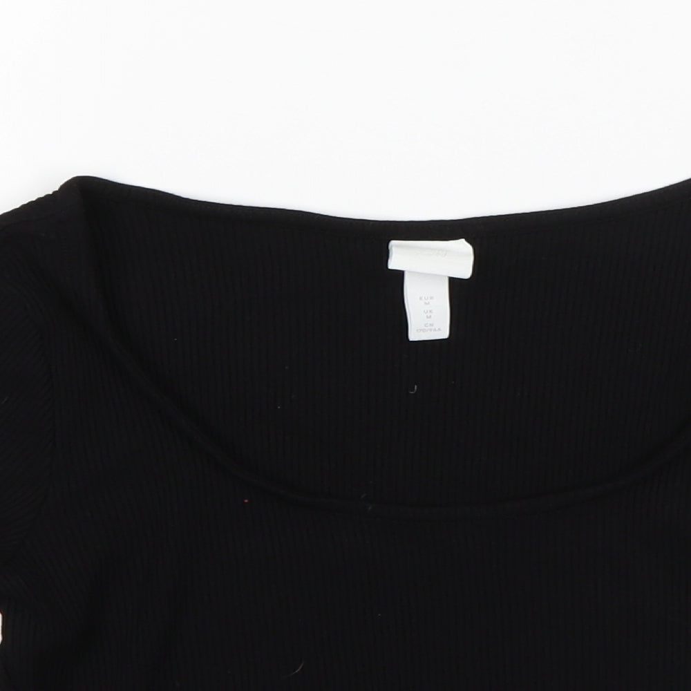 H&M Womens Black  Viscose Basic Blouse Size M Round Neck