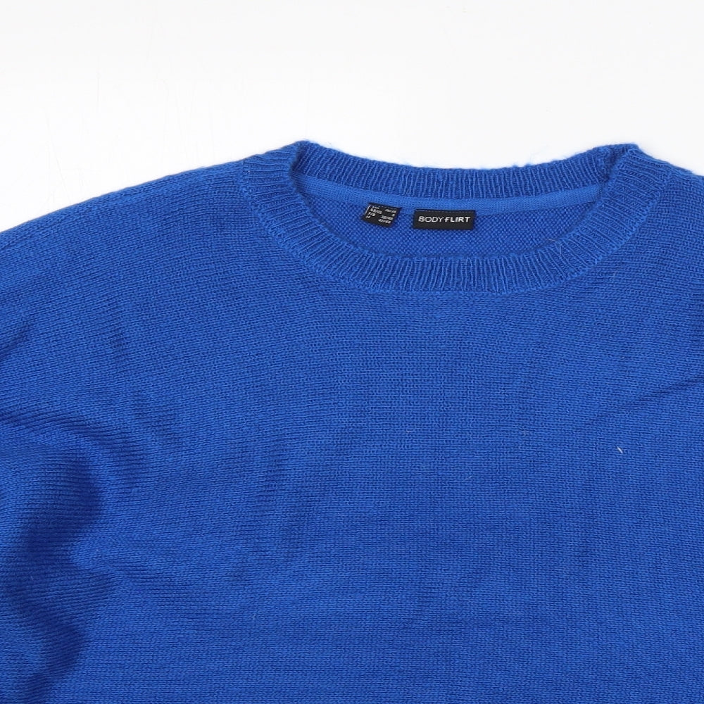 Body Flirt Womens Blue Round Neck  Acrylic Pullover Jumper Size S