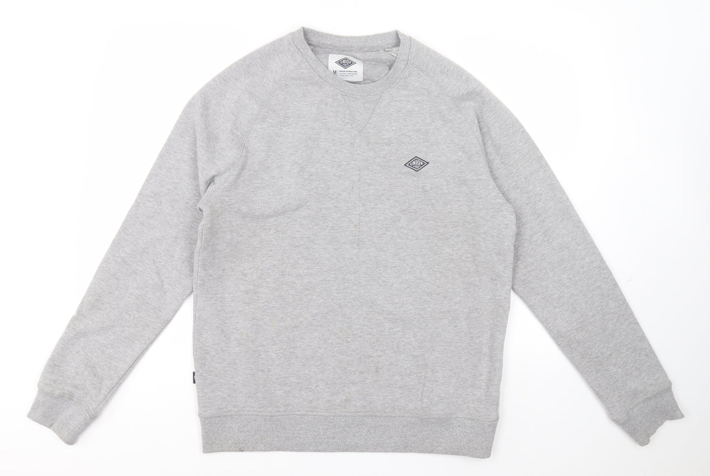 Union Mens Grey Round Neck  Cotton Pullover Jumper Size M