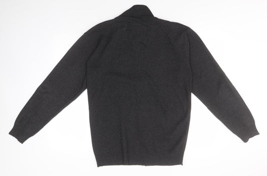 Foglie Rosse Womens Grey Crew Neck  Acrylic Full Zip Jumper Size 2XL