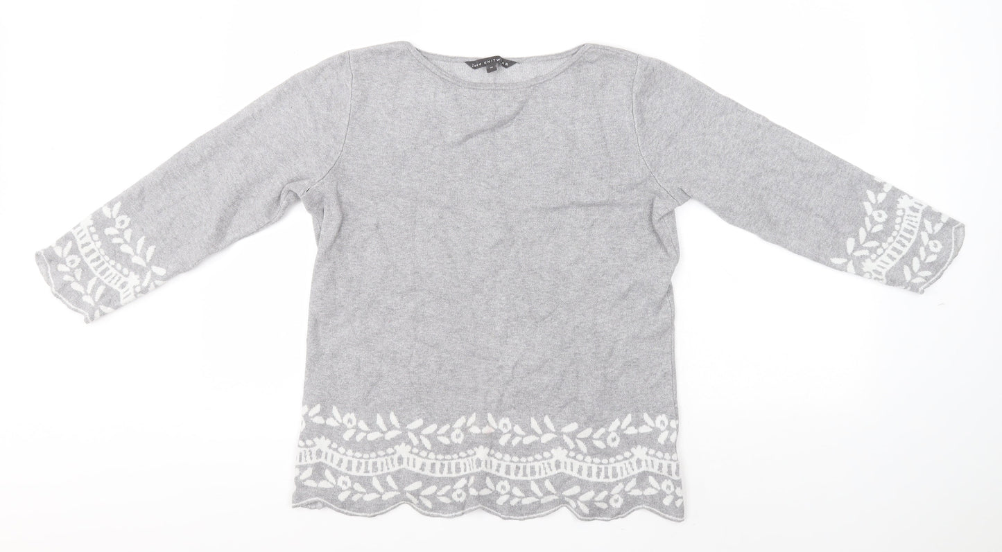 Love Knitwear Womens Grey Round Neck  Viscose Pullover Jumper Size 10