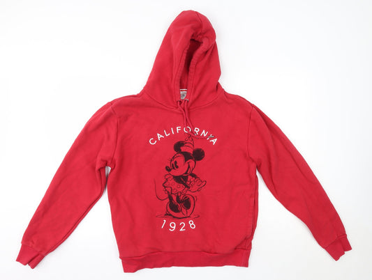 Disney Mens Red  Cotton Pullover Hoodie Size S   - Minnie Mouse California
