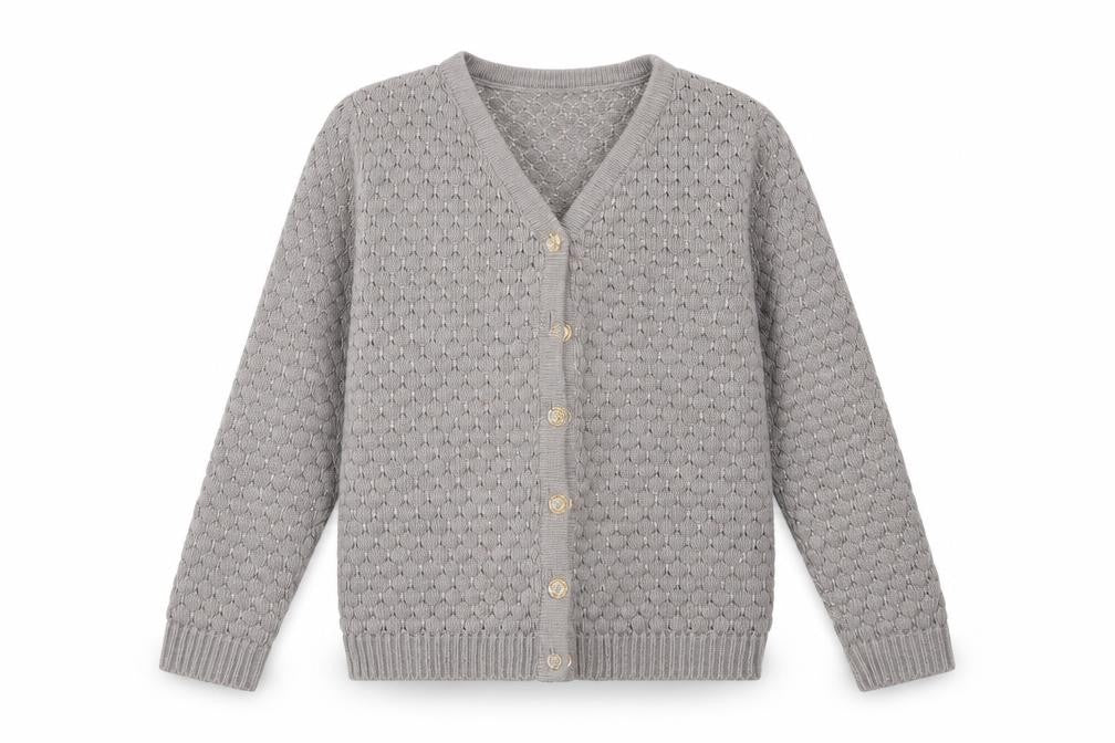 Shrinking Violet Girls Grey Round Neck  Cotton Cardigan Jumper Size 3 Years