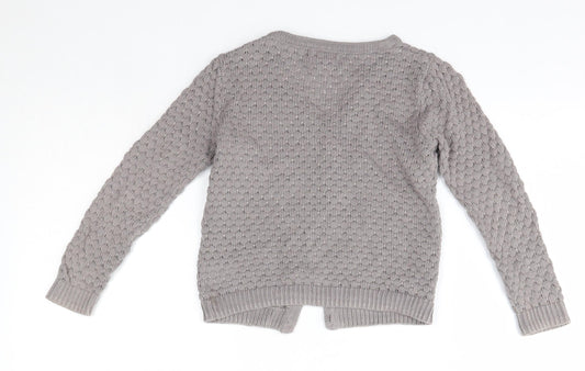 Shrinking Violet Girls Grey Round Neck  Cotton Cardigan Jumper Size 3 Years