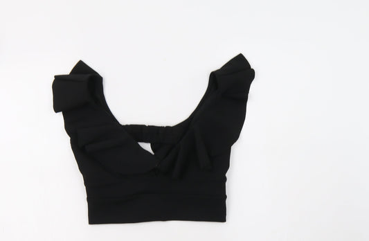 River Island Womens Black   Cropped Blouse Size 6 V-Neck
