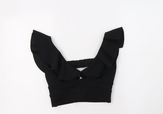 River Island Womens Black   Cropped Blouse Size 6 V-Neck