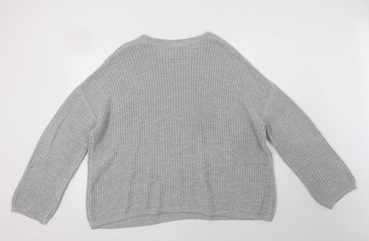 Peacocs Womens Grey Crew Neck  Acrylic Pullover Jumper Size XL