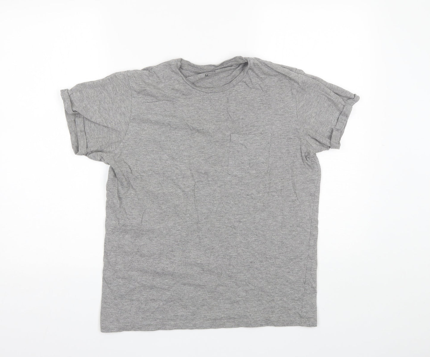 Industrialize Womens Grey  Cotton Blend Basic T-Shirt Size M Round Neck
