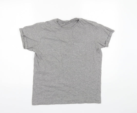Industrialize Womens Grey  Cotton Blend Basic T-Shirt Size M Round Neck