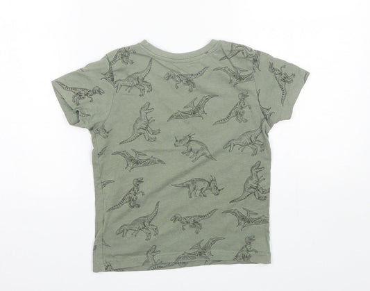 Primark Girls Green  Cotton Basic T-Shirt Size 6-7 Years Round Neck