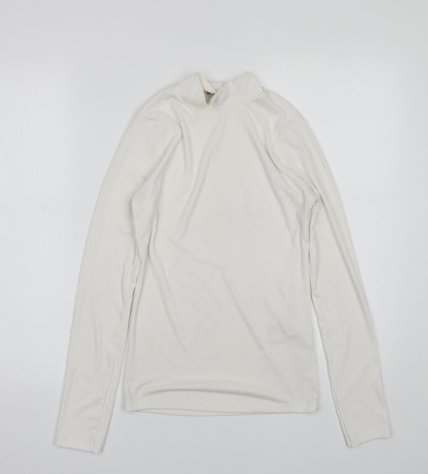 New Look Womens White Mock Neck  Polyester Pullover Jumper Size 8