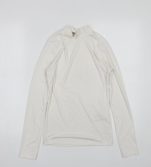 New Look Womens White Mock Neck  Polyester Pullover Jumper Size 8