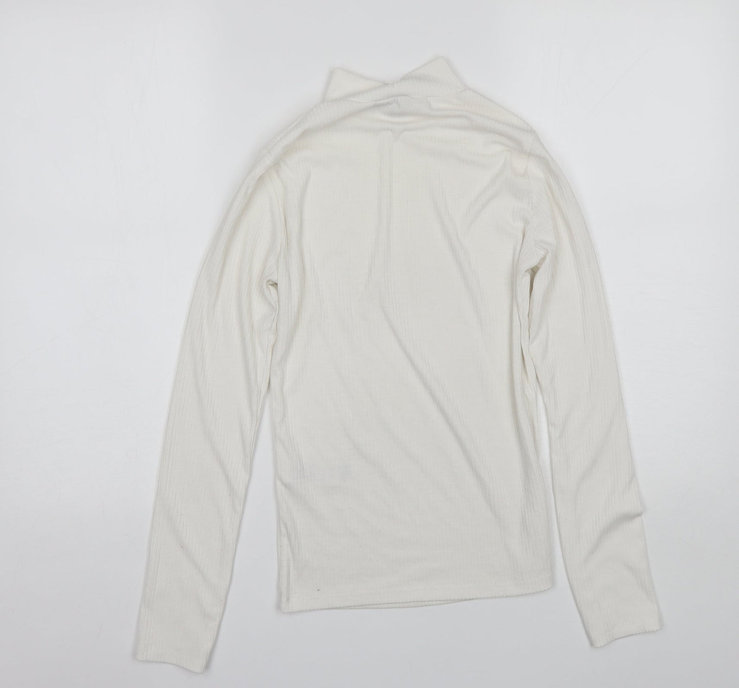 New Look Womens White Mock Neck  Polyester Pullover Jumper Size 8