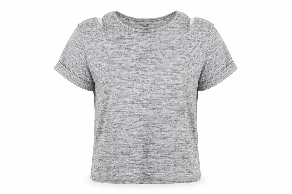 Topshop Womens Grey  Polyester Basic Blouse Size 10 Round Neck