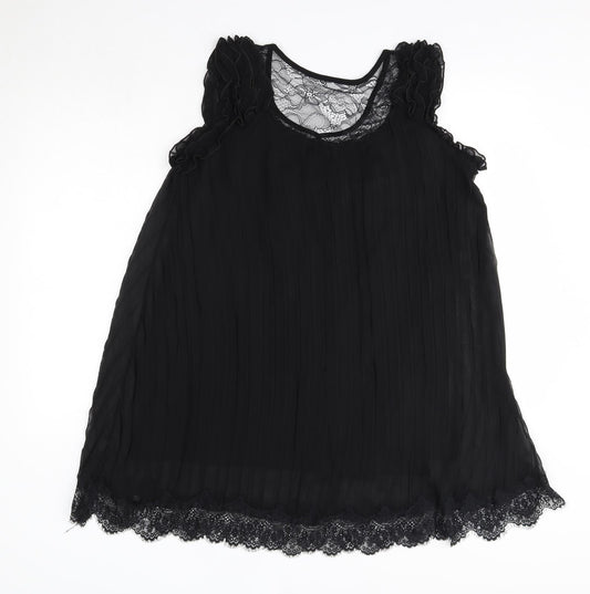 LUNA Womens Black  Polyester Tank Dress  Size S  Round Neck