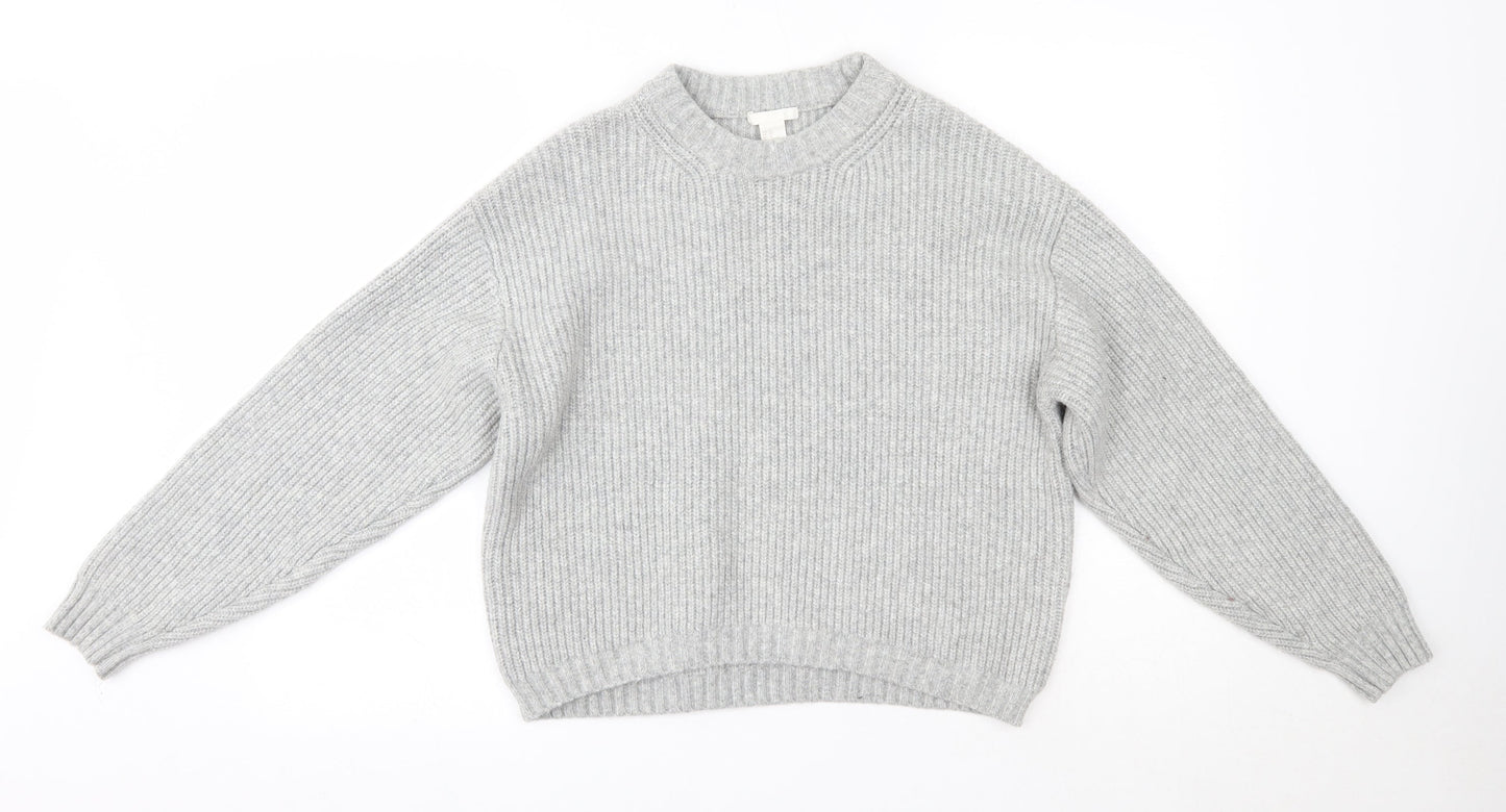 H&M Womens Grey High Neck  Acrylic Pullover Jumper Size XS