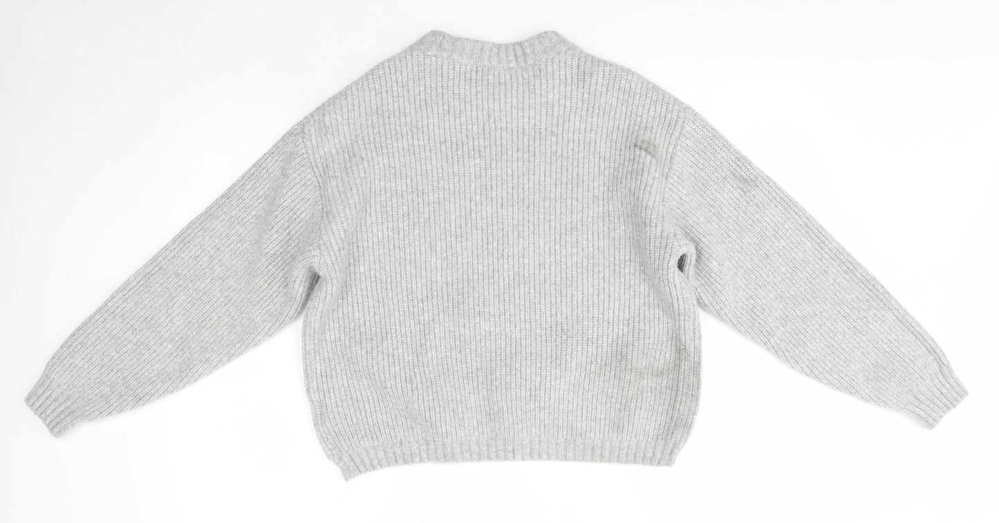 H&M Womens Grey High Neck  Acrylic Pullover Jumper Size XS