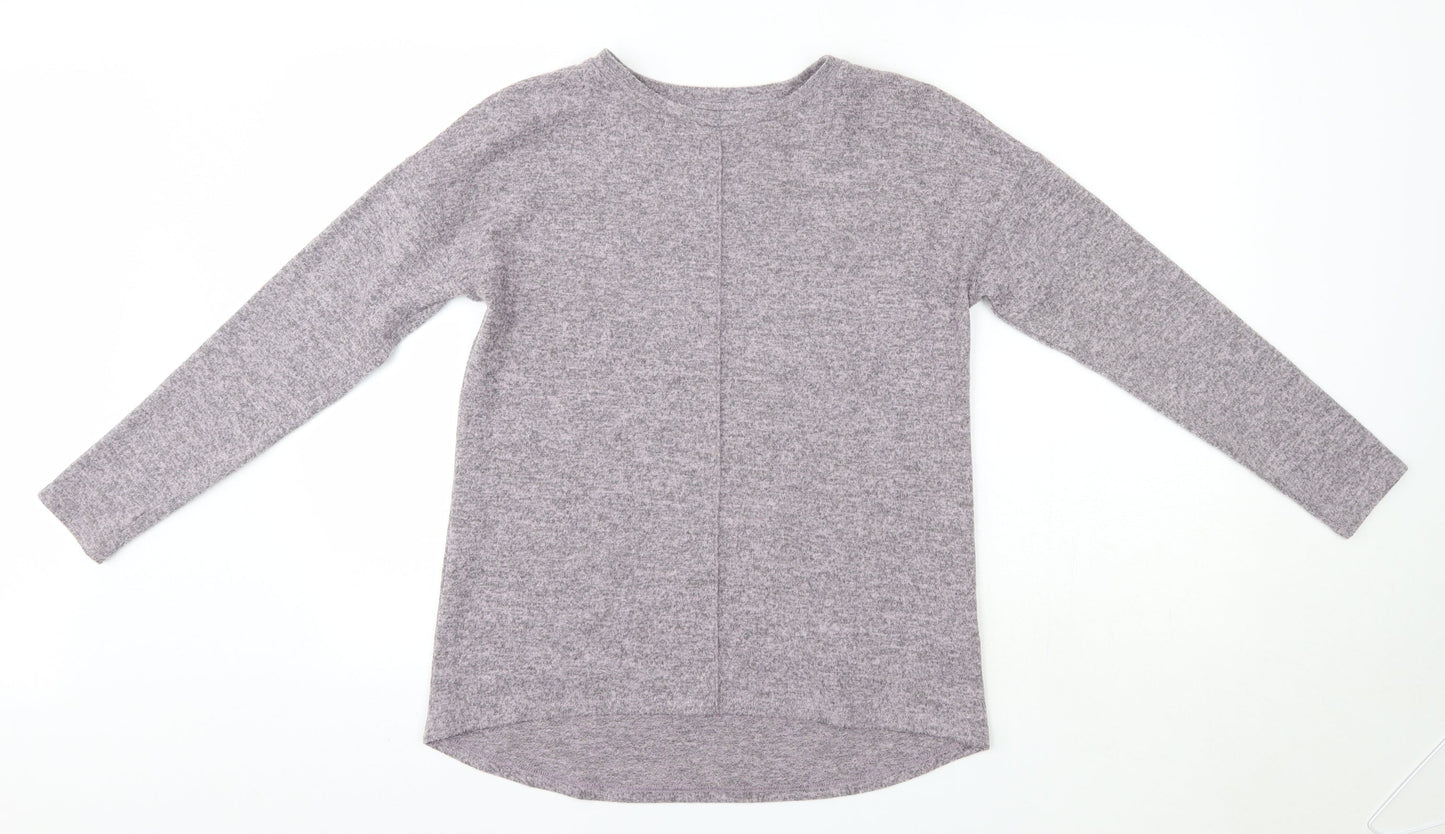 Peacocks Womens Purple Round Neck  Polyester Pullover Jumper Size 8