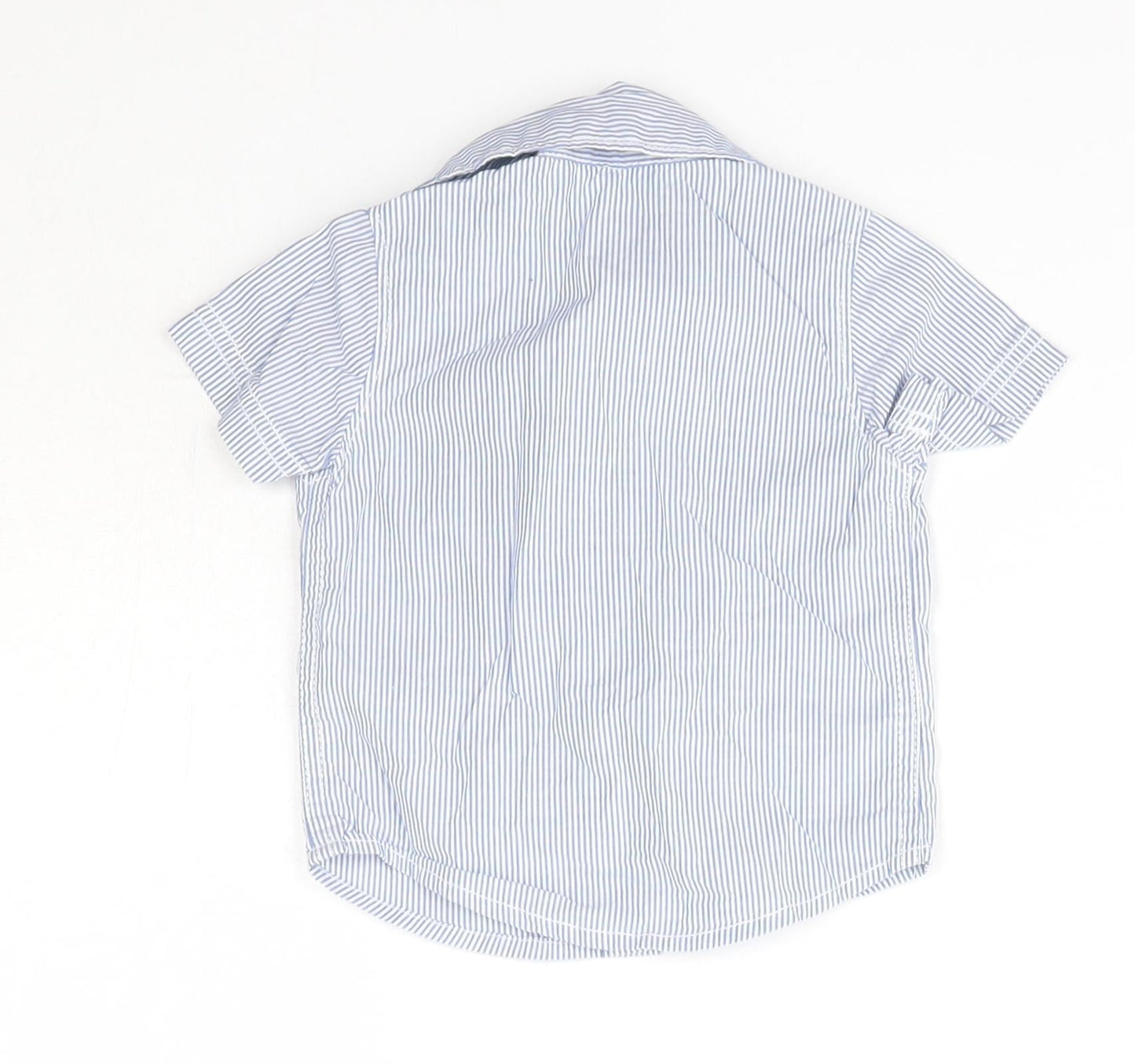 Carter's Baby Blue Striped 100% Cotton Basic Button-Up Size 0-3 Months Collared