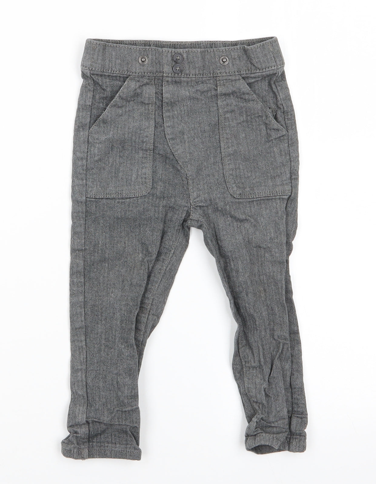 Nutmeg Boys Grey Herringbone Cotton Dungaree One-Piece Size 12-18 Months  Pullover