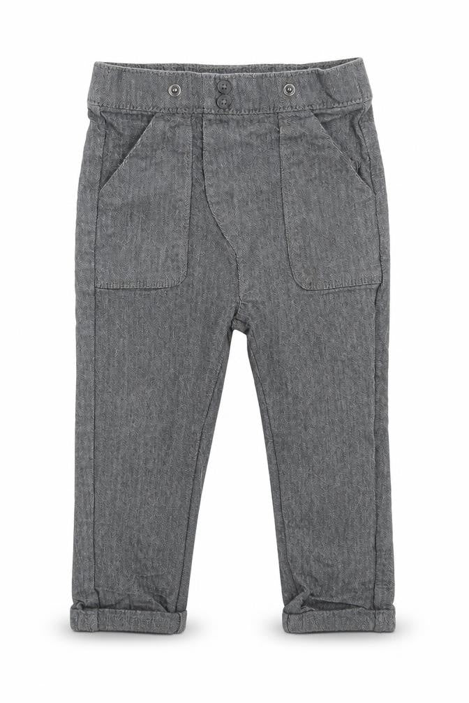 Nutmeg Boys Grey Herringbone Cotton Dungaree One-Piece Size 12-18 Months  Pullover