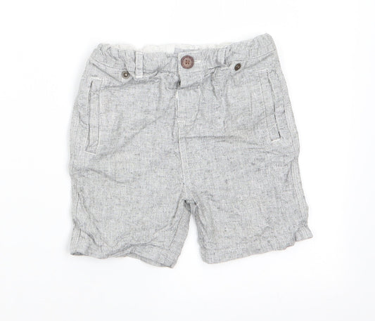 Primark Boys Grey Check Linen Dungarees Trousers Size 2-3 Years  Regular Button - Linen Look trousers