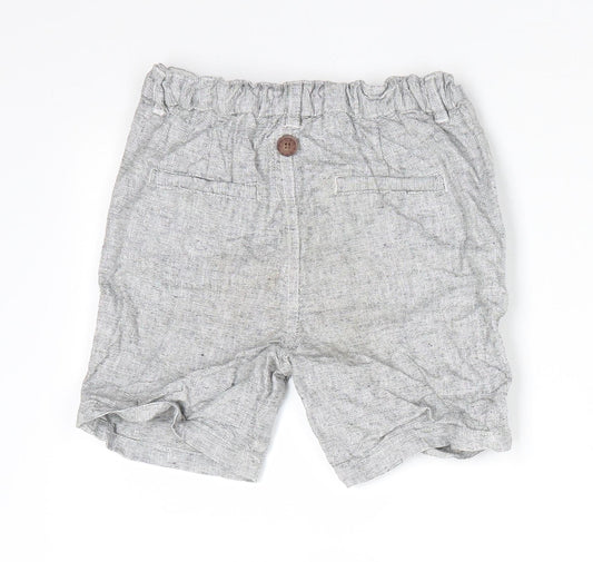 Primark Boys Grey Check Linen Dungarees Trousers Size 2-3 Years Regular Button - Linen Look trousers