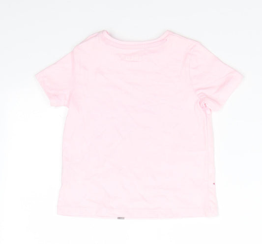 Fred & Flo Girls Pink Animal Print Cotton Basic T-Shirt Size 9-12 Months Round Neck Snap - Pale Pink Kuwala Time for a hug