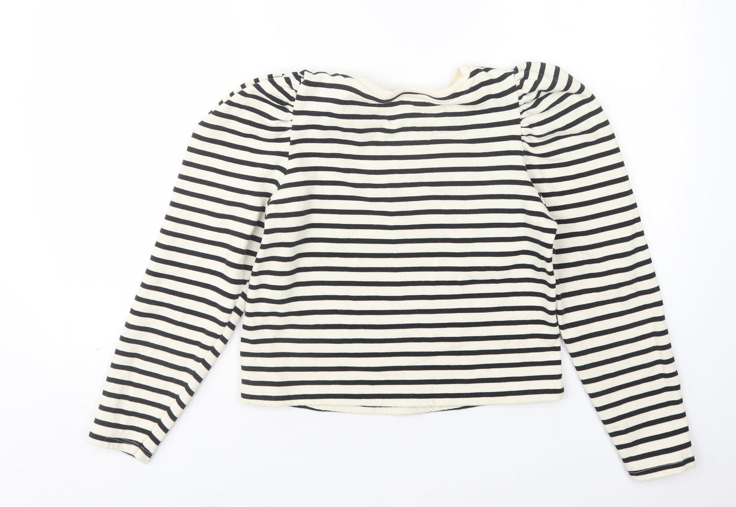 Zara Womens Multicoloured Round Neck Striped Cotton Pullover Jumper Size S