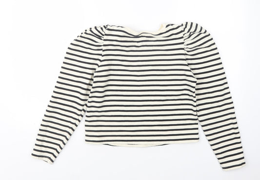 Zara Womens Multicoloured Round Neck Striped Cotton Pullover Jumper Size S