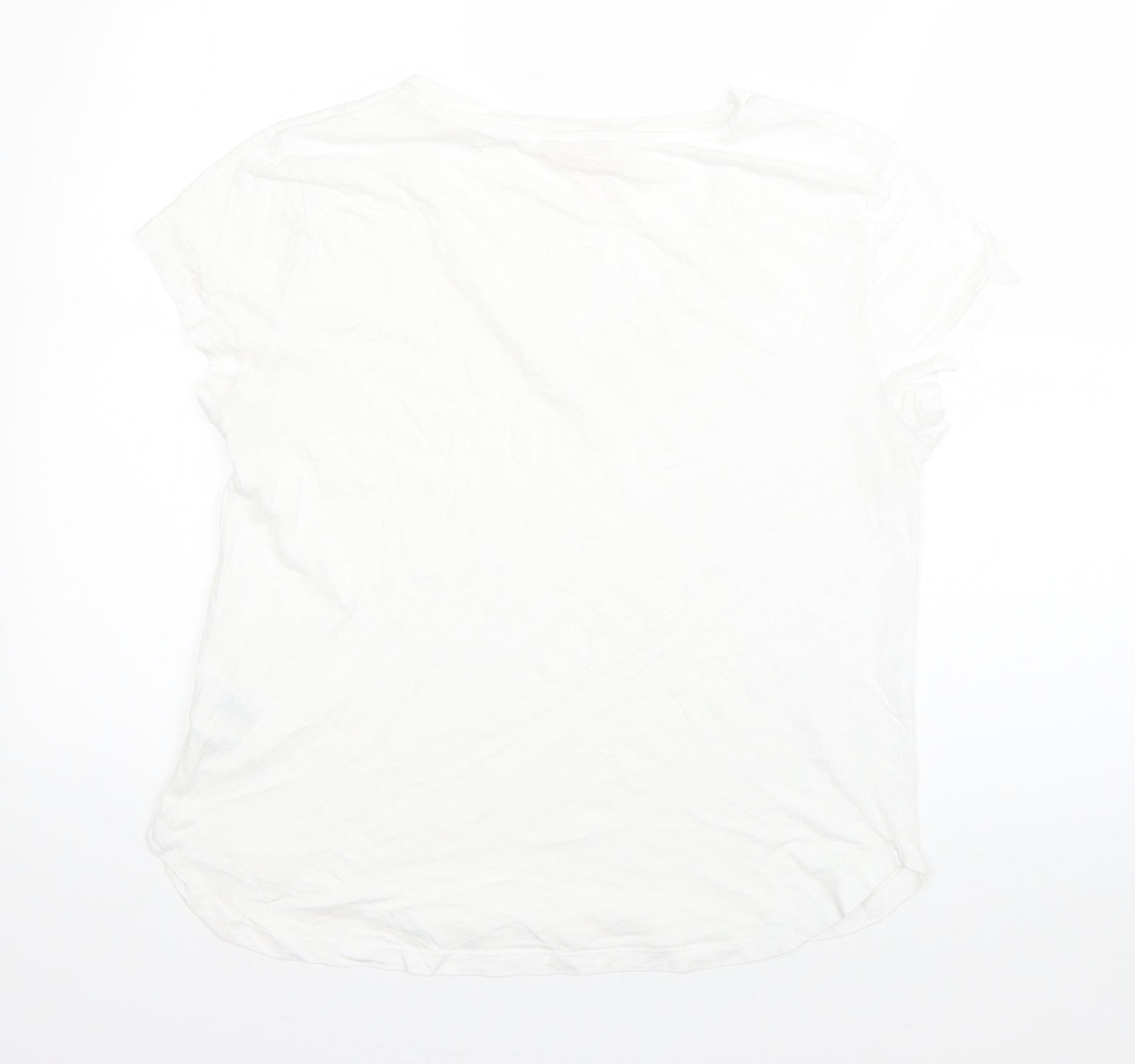 H&M Womens White  100% Cotton Basic T-Shirt Size M Round Neck