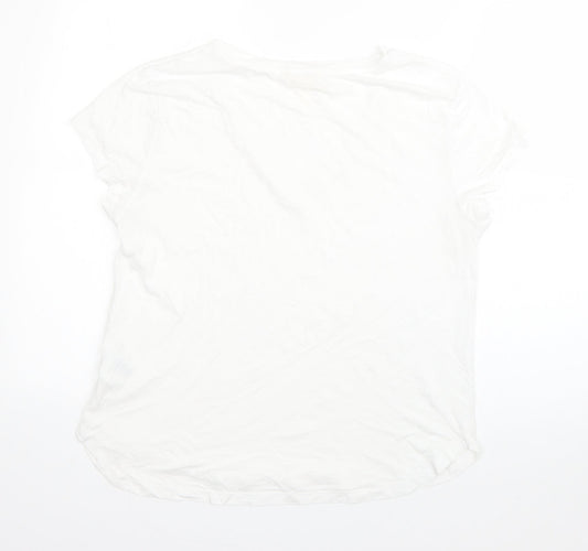 H&M Womens White  100% Cotton Basic T-Shirt Size M Round Neck