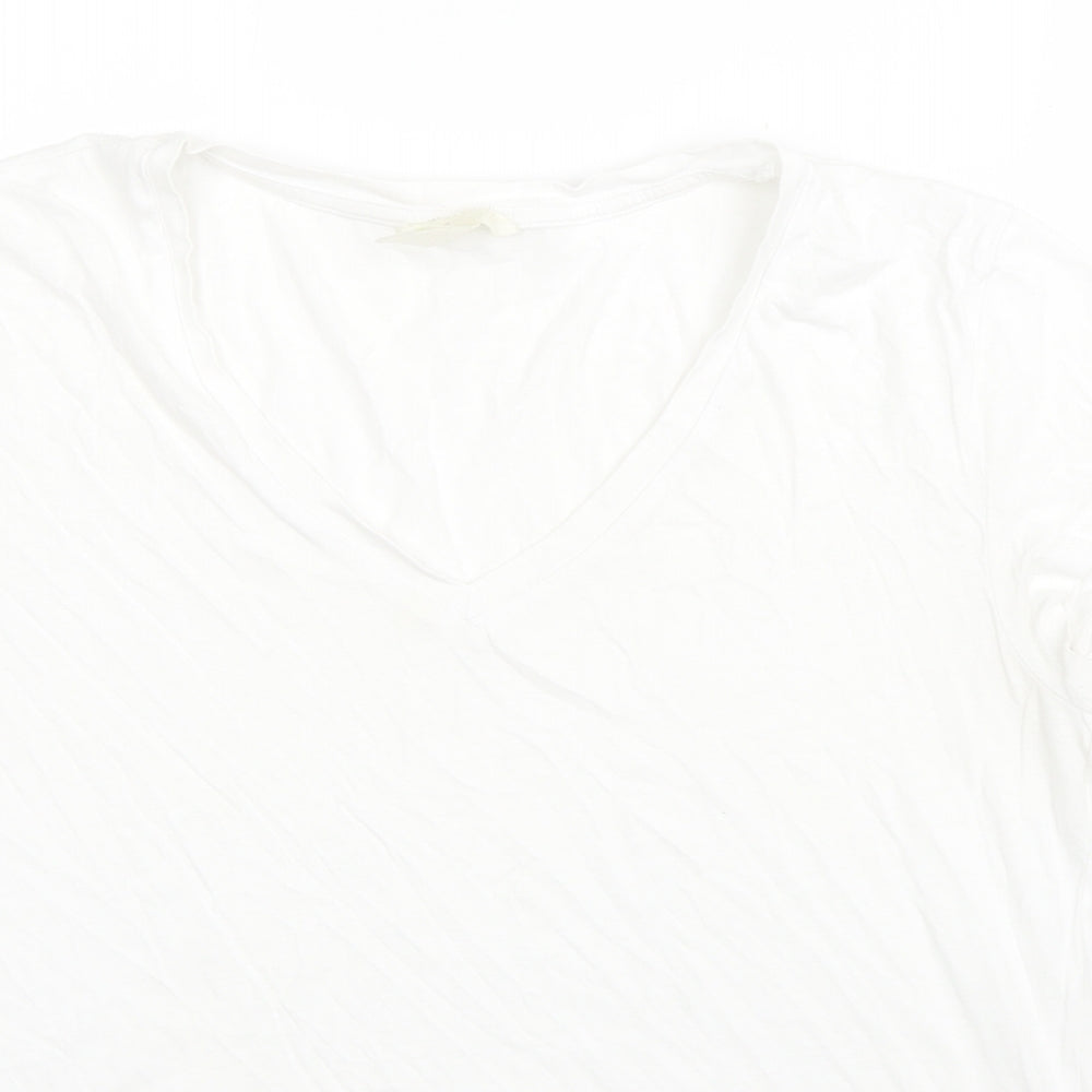 H&M Womens White  100% Cotton Basic T-Shirt Size M Round Neck