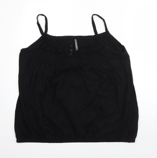 BM Womens Black  Cotton Basic Blouse Size XL Square Neck