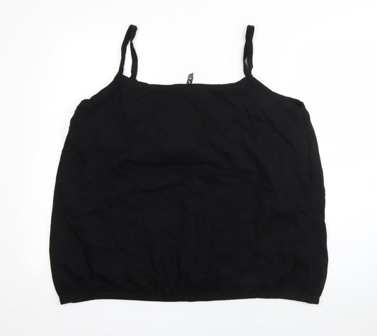BM Womens Black  Cotton Basic Blouse Size XL Square Neck