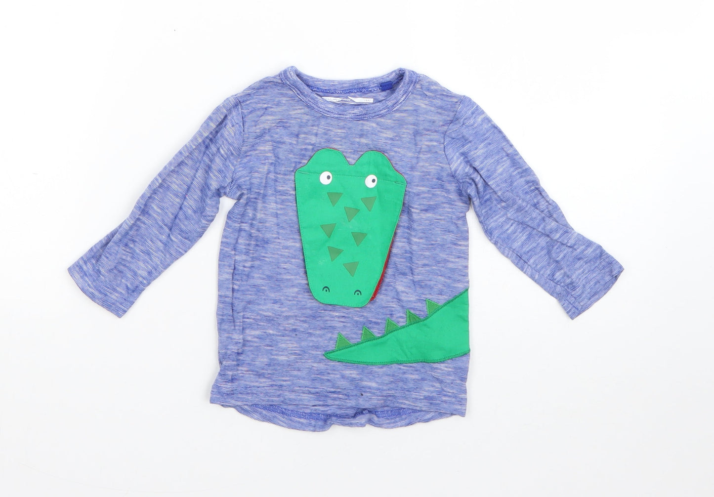 NEXT Boys Blue  Cotton Basic T-Shirt Size 6-9 Months Round Neck  - crocodile