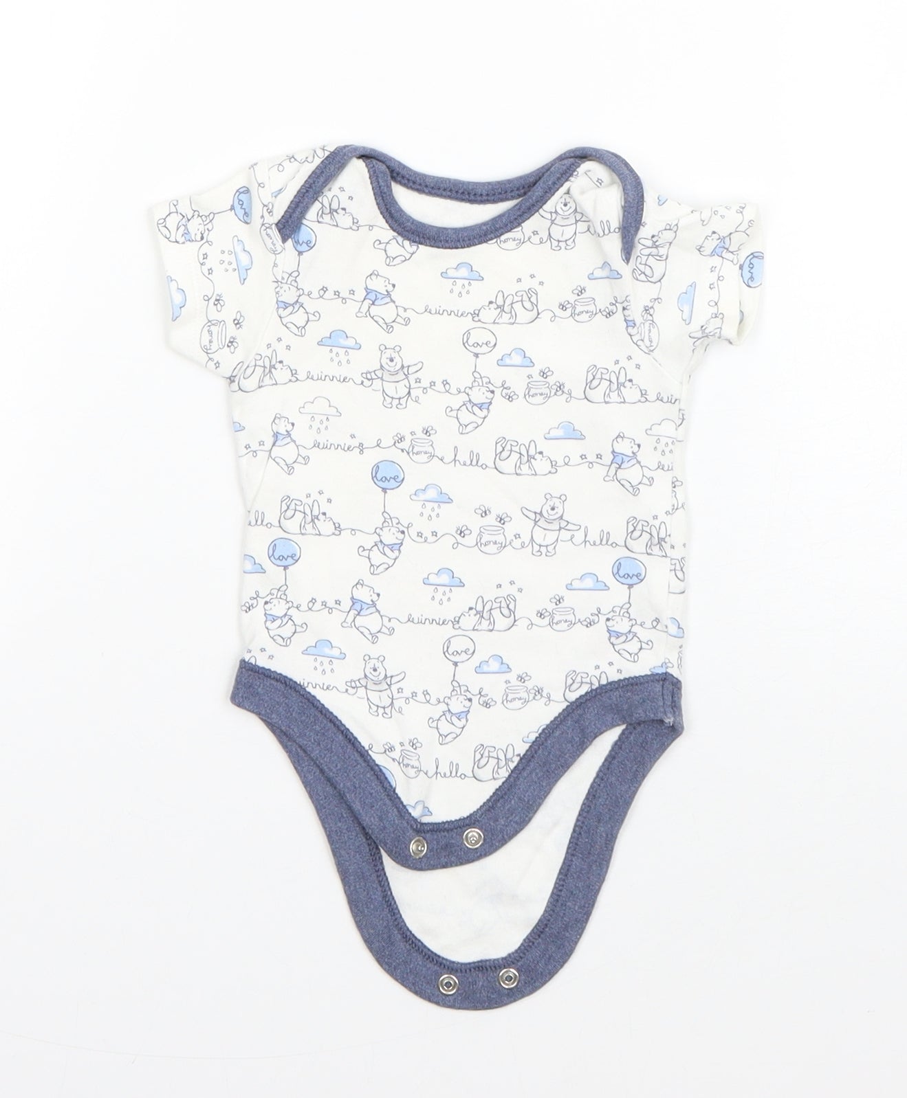 George Boys White  Cotton Babygrow One-Piece Size 0-3 Months   - Winnie the Pooh