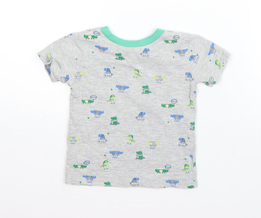 NEXT Boys Grey  Cotton Basic T-Shirt Size 9-12 Months Round Neck  - crocodiles