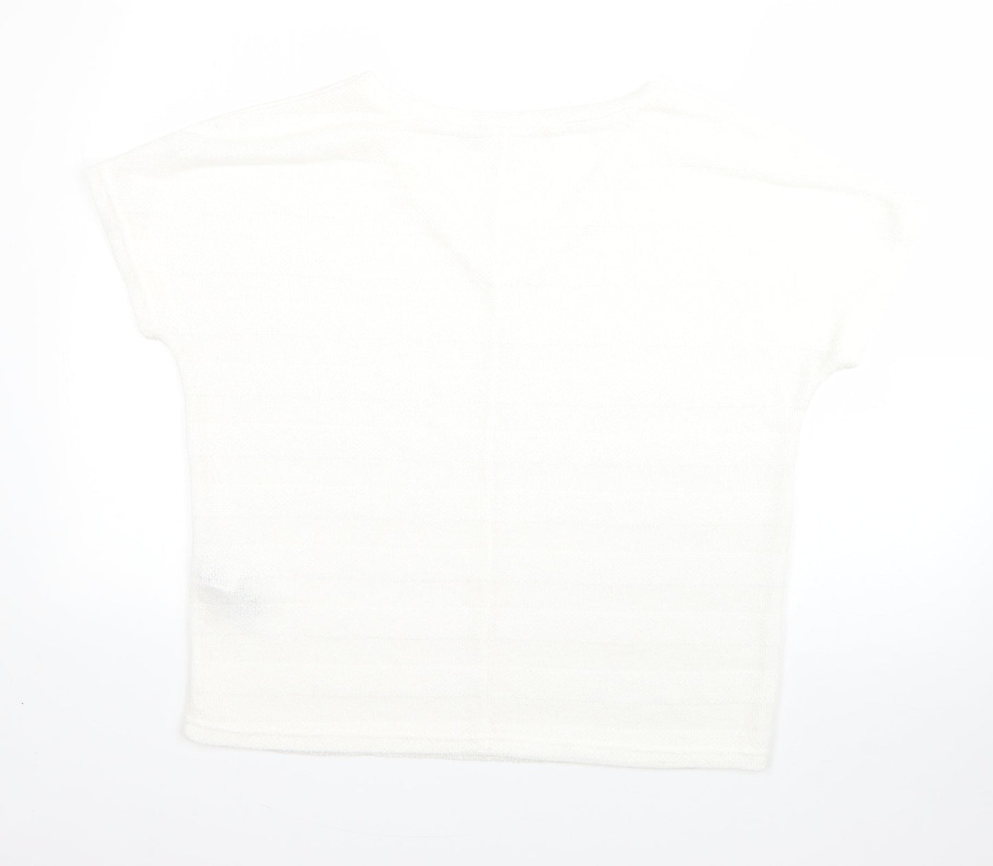 New Look Womens White V-Neck  Viscose Pullover Jumper Size M