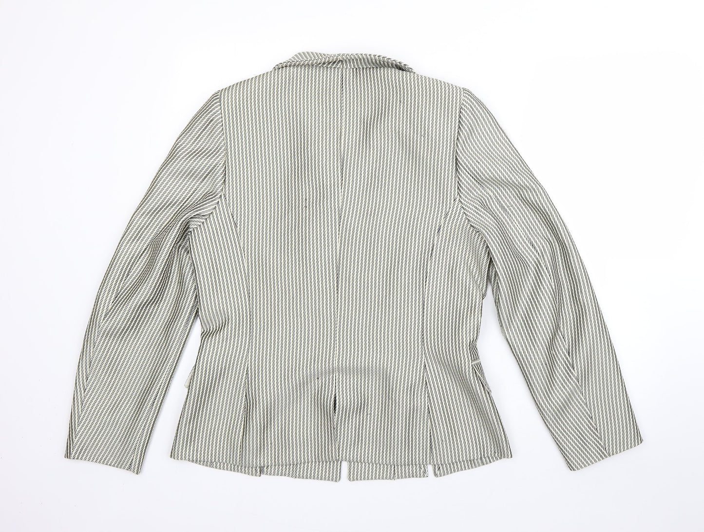 Presen Womens Beige Striped  Jacket Blazer Size 12  Zip