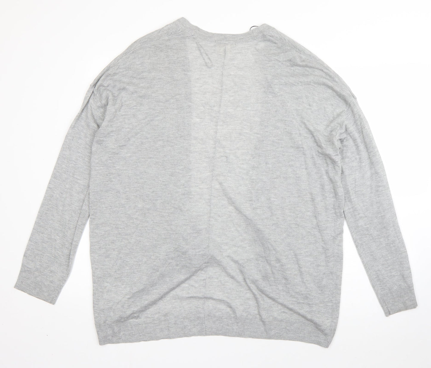 H&M Womens Grey V-Neck  Acrylic Cardigan Jumper Size M